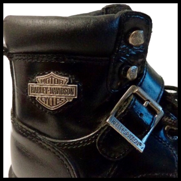 Harley Davidson Black Leather Riding Boots Size 5 - Picture 3 of 5
